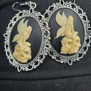 Angel skull earrings